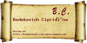 Bedekovich Cipriána névjegykártya